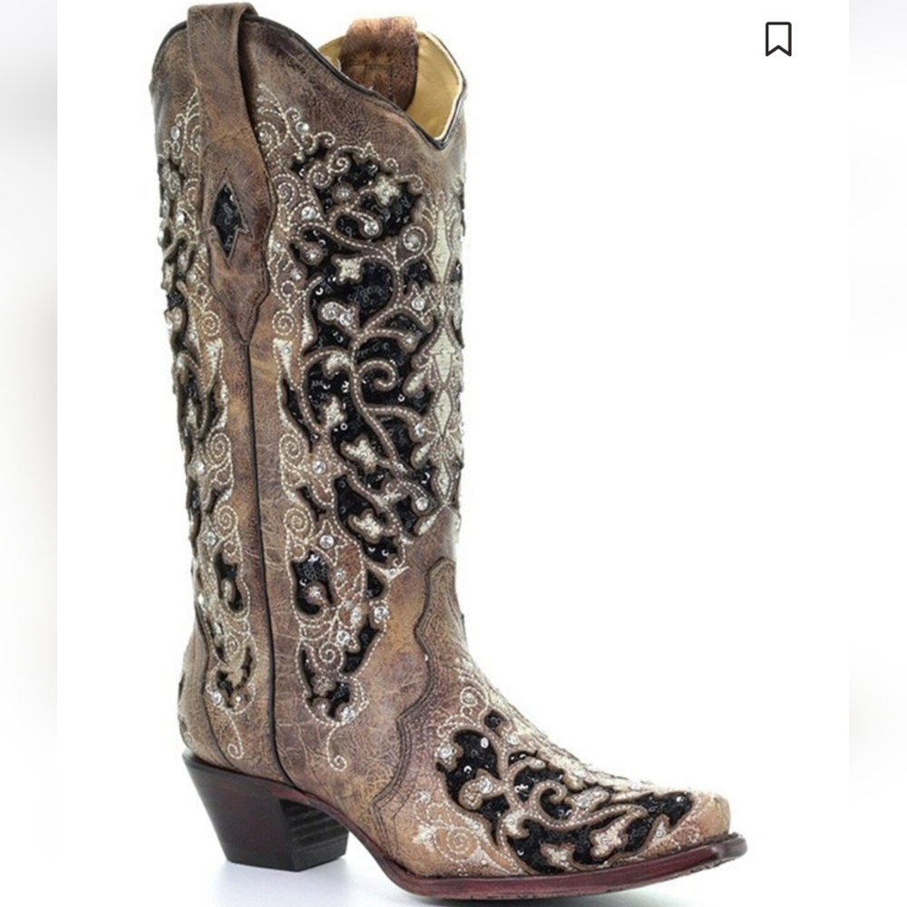 Corral Women's Floral Emroided Western Boots, Size 7 1/2